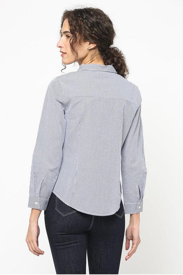 Gipsy Gipsy Women Blue Collar Neck Full Sleeves Shirt Blue