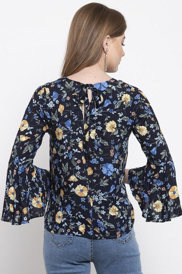 Gipsy Gipsy Women Casual Bell Sleeves Navy Blouse Navy