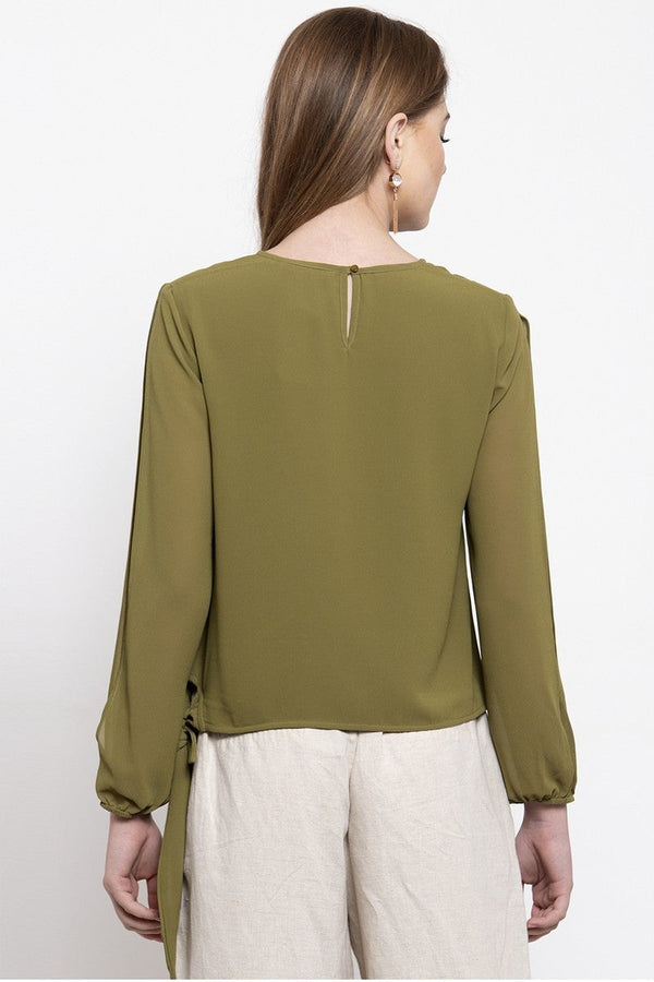 Gipsy Gipsy Women Casual Full Sleeves Olive Blouse Olive