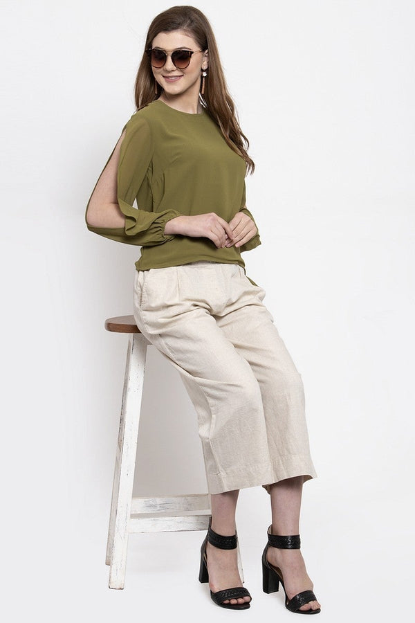 gipsy Gipsy Women Casual Full Sleeves Olive Blouse Olive