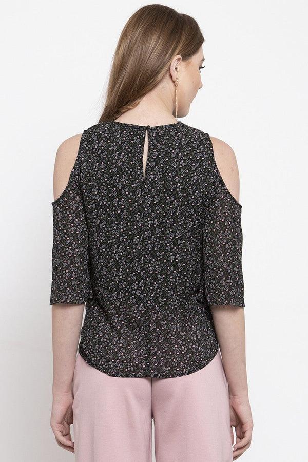 Gipsy Gipsy Women Casual Off Shoulder Half Sleeves Black Blouse Black