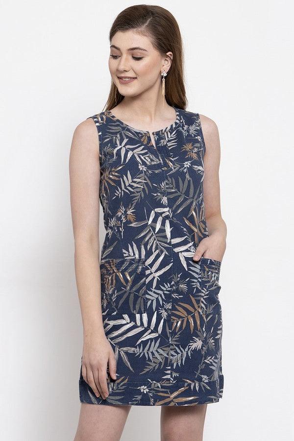 Gipsy Gipsy Women Casual Sleeveless Knee Length Navy Dress Navy