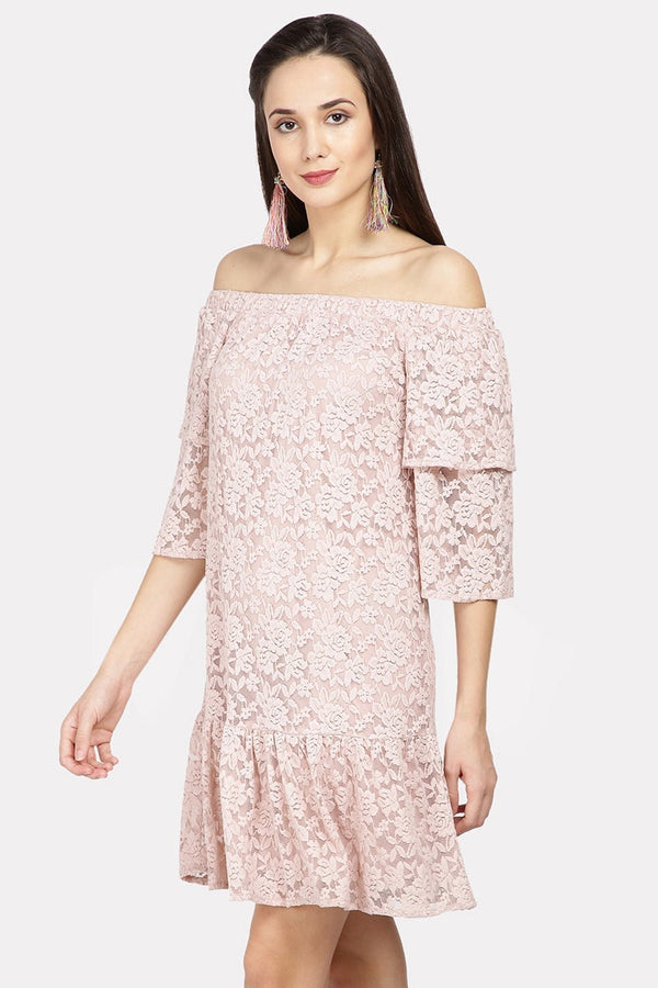 Gipsy Gipsy Women Dusky Pink Off Shoulder Half Ruffle Sleeves Dress Dusky Pink