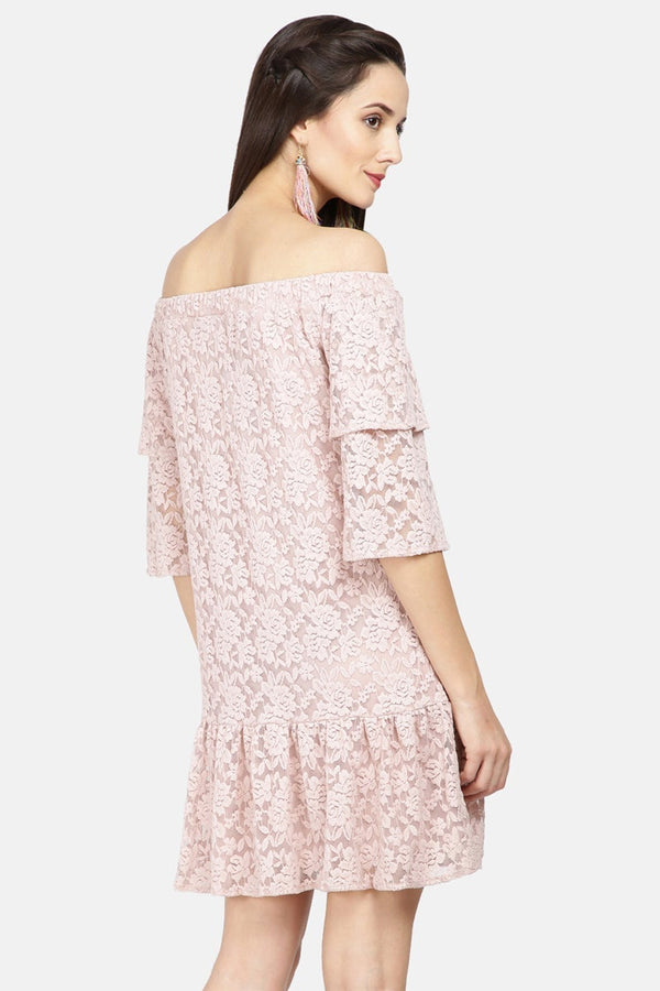 Gipsy Gipsy Women Dusky Pink Off Shoulder Half Ruffle Sleeves Dress Dusky Pink