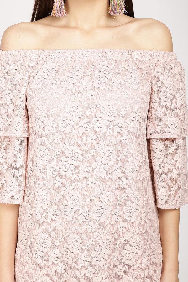 Gipsy Gipsy Women Dusky Pink Off Shoulder Half Ruffle Sleeves Dress Dusky Pink