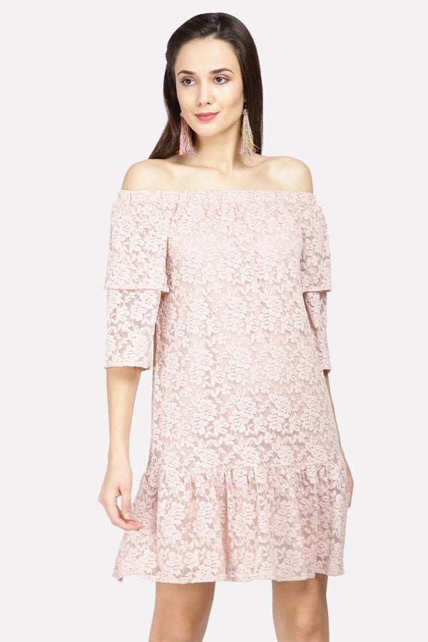 gipsy Gipsy Women Dusky Pink Off shoulder Half Ruffle Sleeves Dress Dusky Pink