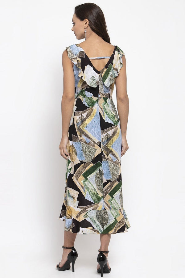 Gipsy Gipsy Women Green Prnit V-Neck Dress Green Prnit