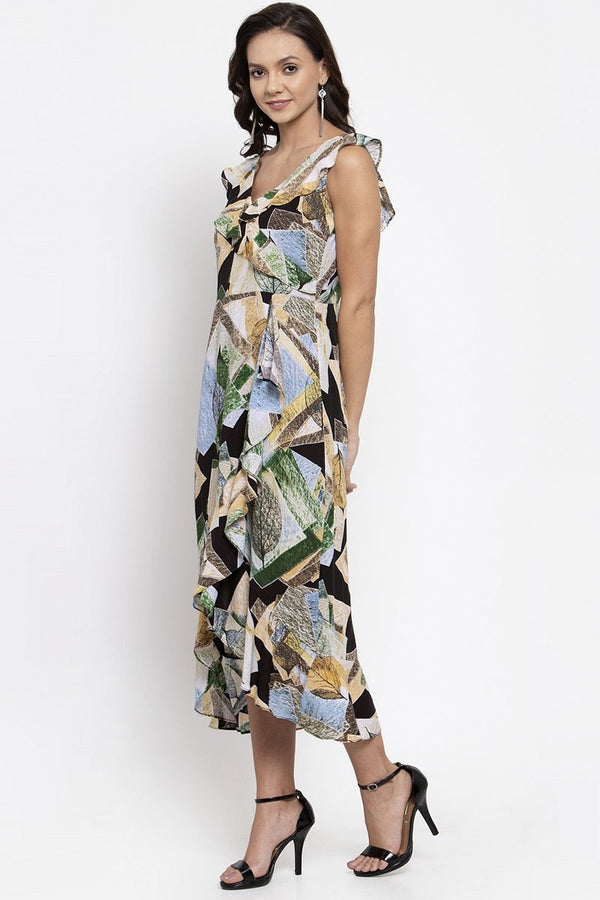 Gipsy Gipsy Women Green Prnit V-Neck Dress Green Prnit