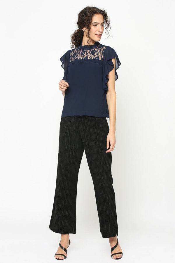 Gipsy Gipsy Women Navy Round Neck Sleeveless Top Navy