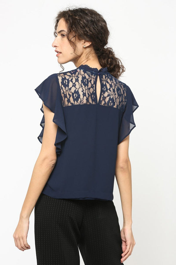 Gipsy Gipsy Women Navy Round Neck Sleeveless Top Navy