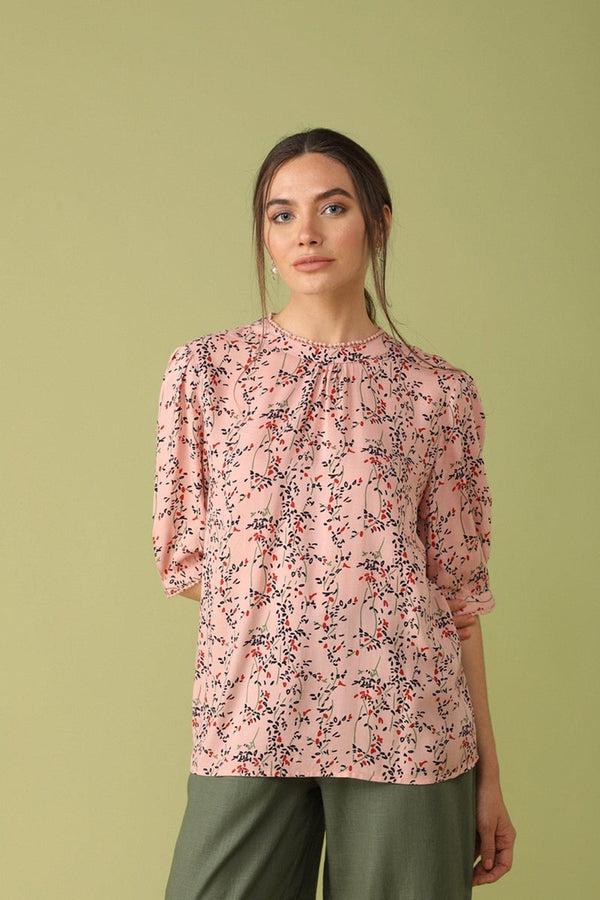 Gipsy Gipsy Women Pink Round Neck Half Sleeves Pink Pink