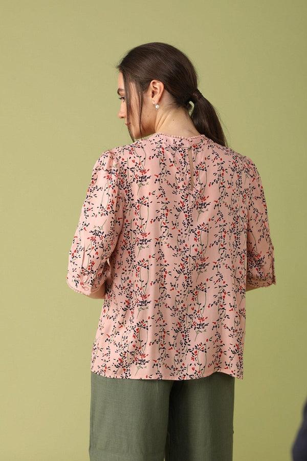 Gipsy Gipsy Women Pink Round Neck Half Sleeves Pink Pink