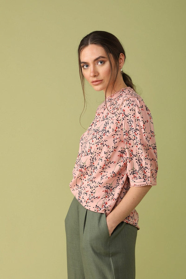 Gipsy Gipsy Women Pink Round Neck Half Sleeves Pink Pink