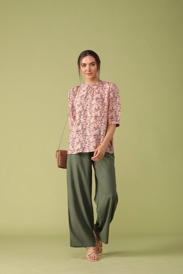 gipsy Gipsy Women Pink Round Neck Half Sleeves Pink Pink