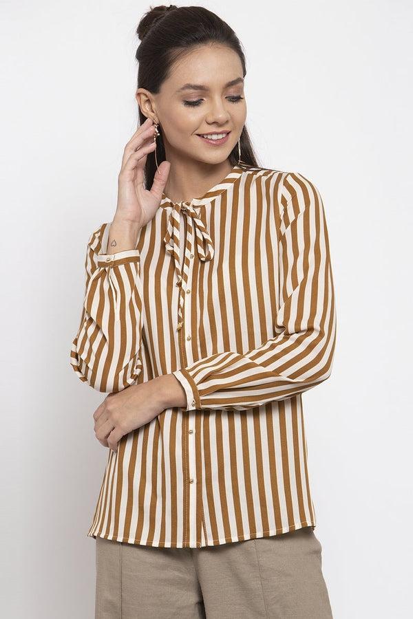 Gipsy Gipsy Women Polyester Long Sleeves Mustard Shirt Mustard