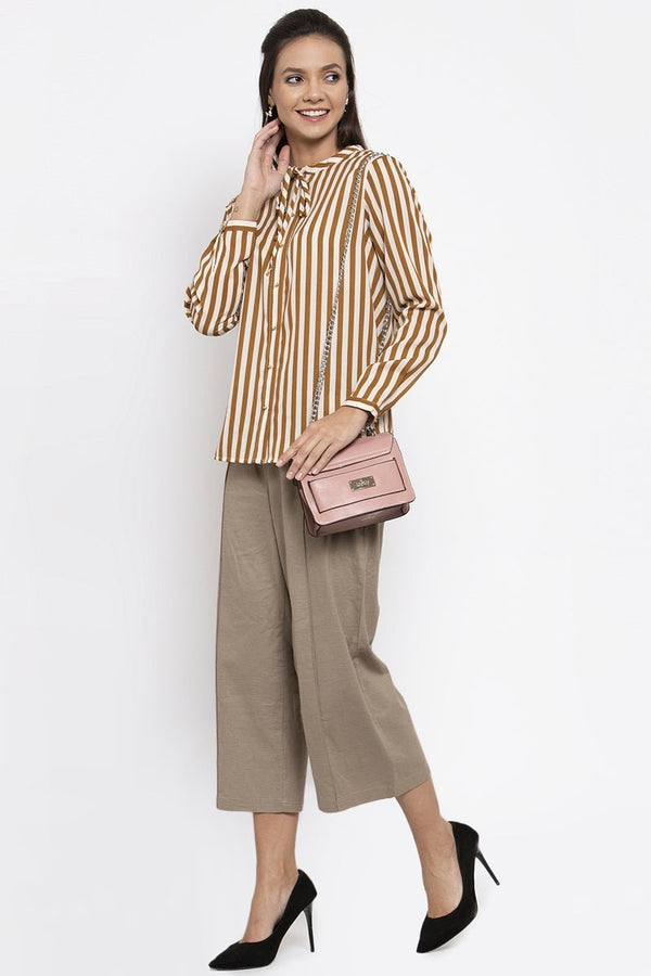 Gipsy Gipsy Women Polyester Long Sleeves Mustard Shirt Mustard