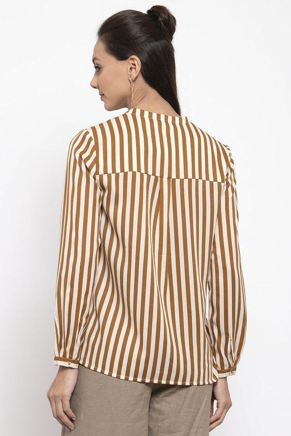 Gipsy Gipsy Women Polyester Long Sleeves Mustard Shirt Mustard