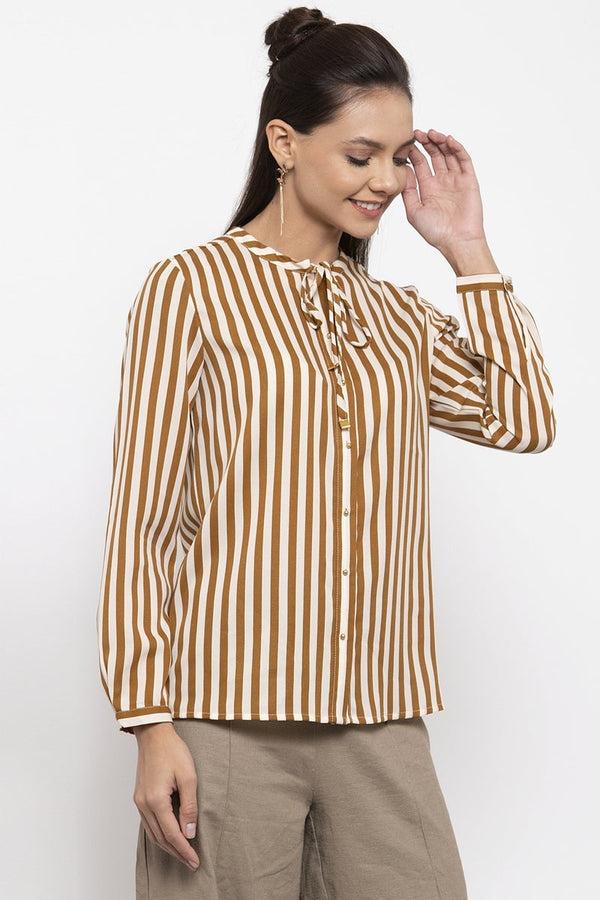 gipsy Gipsy Women Polyester Long Sleeves Mustard Shirt Mustard