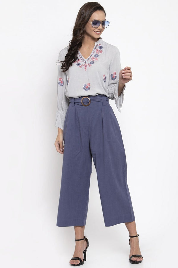 Gipsy Gipsy Women Polyester V-Neck Light Grey Tunic Light Grey