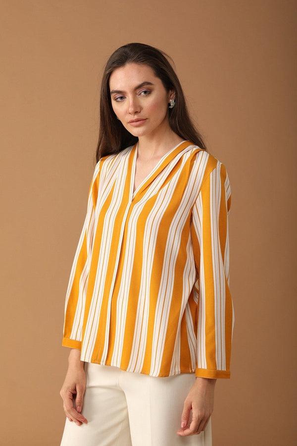 gipsy Gipsy Women Polyester V-Neck Mustard Tunic Mustard