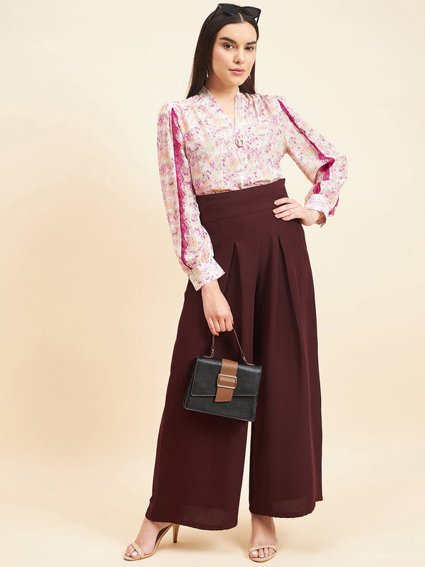 Gipsy Gipsy Women Printed Lace Georgette Pink Top Pink