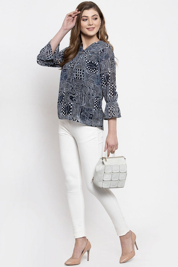 Gipsy Gipsy Women V Neck 3 By 4 Sleeves Indigo Tunic Indigo