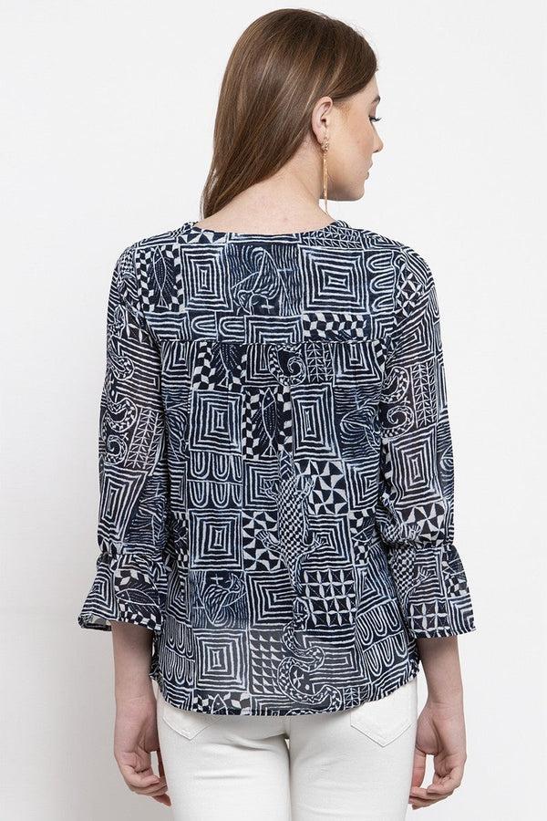 Gipsy Gipsy Women V Neck 3 By 4 Sleeves Indigo Tunic Indigo