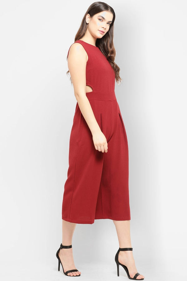 Gipsy Gipsy Women Wine Round Neck Sleeveless Jump Suit Wine