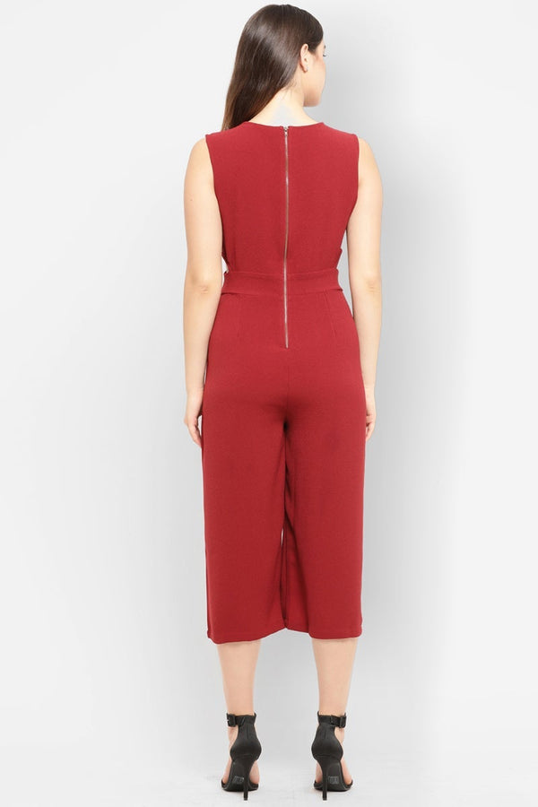 Gipsy Gipsy Women Wine Round Neck Sleeveless Jump Suit Wine