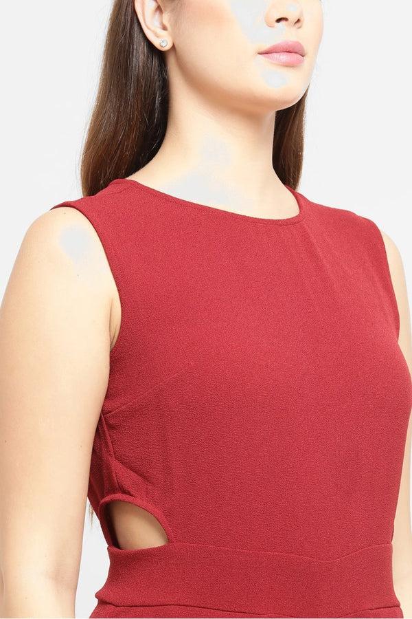 Gipsy Gipsy Women Wine Round Neck Sleeveless Jump Suit Wine