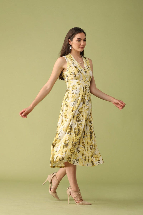 Gipsy Gipsy Women Yellow V Neck Sleeveless Dress Yellow
