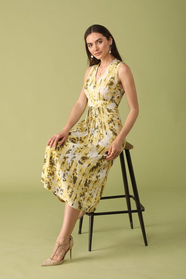 gipsy Gipsy Women Yellow V Neck Sleeveless Dress Yellow