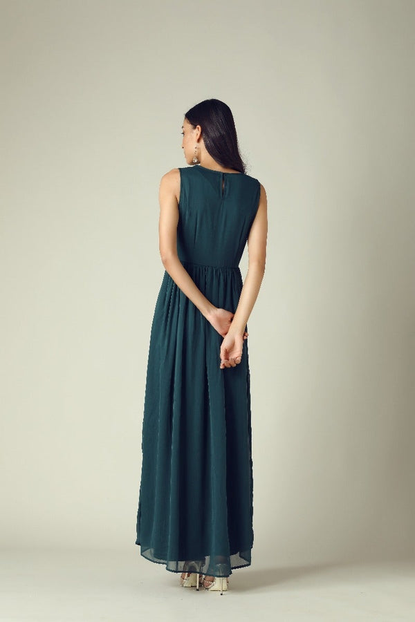 Gipsy GIPSY Womens Round Neck Embellished Maxi Dress Green