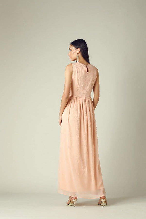 Gipsy GIPSY Womens Round Neck Pink Embellished Maxi Dress Pink