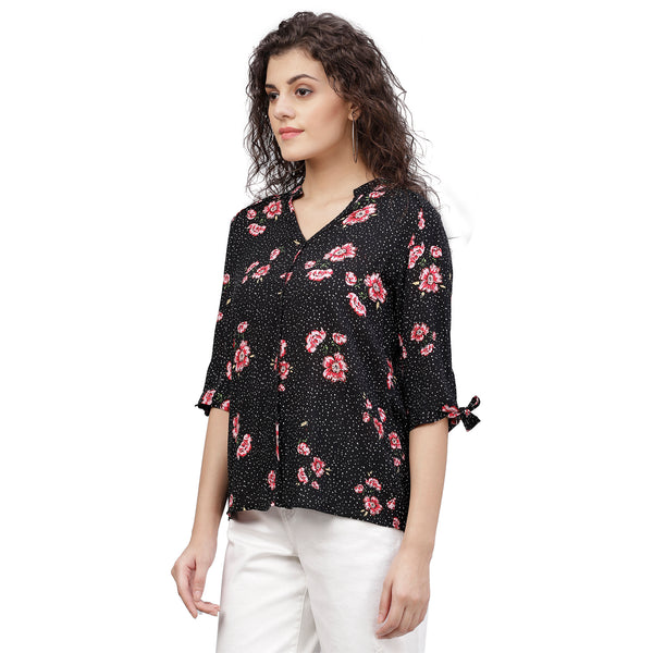 Gipsy Zebra Print Knotted Top Black