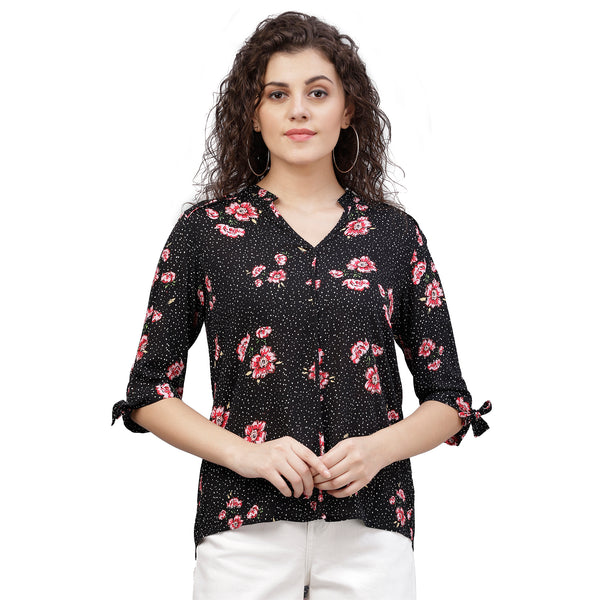 gipsy Zebra Print Knotted Top Black