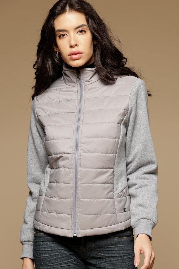 gipsy Grey Regular Length Full Sleeves Stand Collar Polyester Jacket Grey