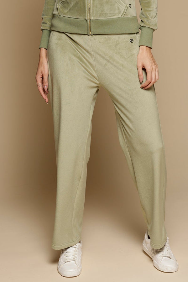 gipsy Mint Green Solid Polyester Mid Rise Pant Green