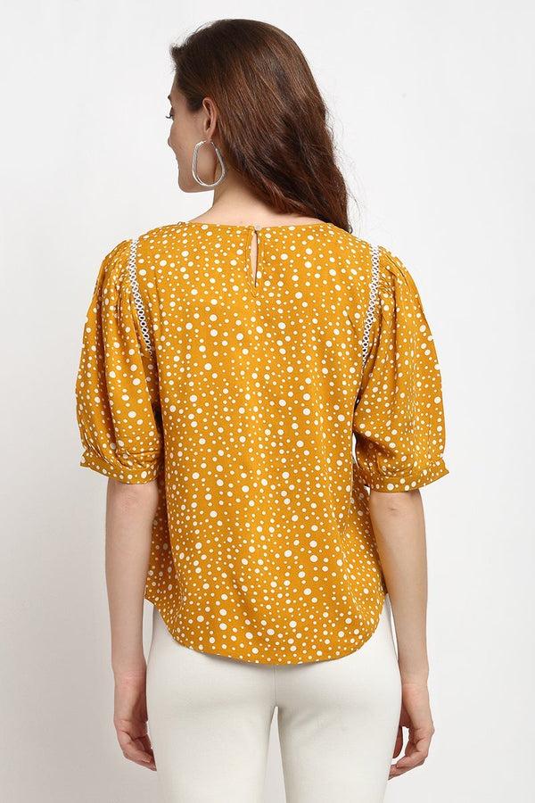 Gipsy Mustard Medium Length Round Neck Rayon Tunic Mustard