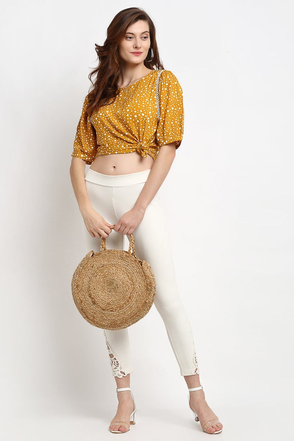 Gipsy Mustard Medium Length Round Neck Rayon Tunic Mustard