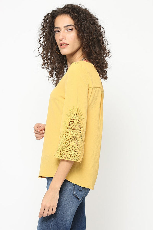 Gipsy Mustard Medium Length V-Neck Rayon Tunic Mustard