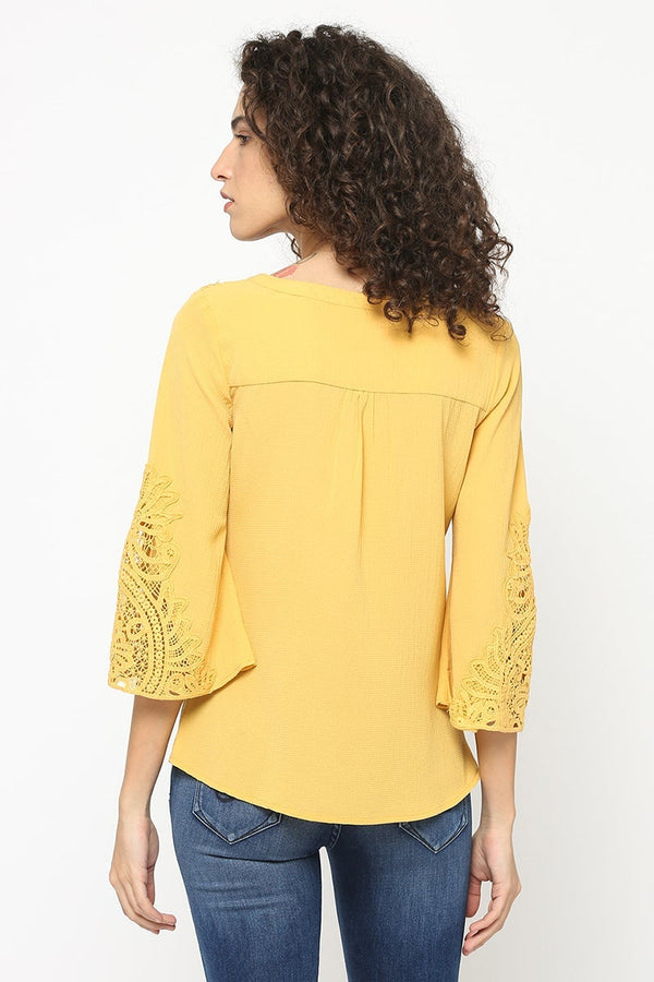 Gipsy Mustard Medium Length V-Neck Rayon Tunic Mustard