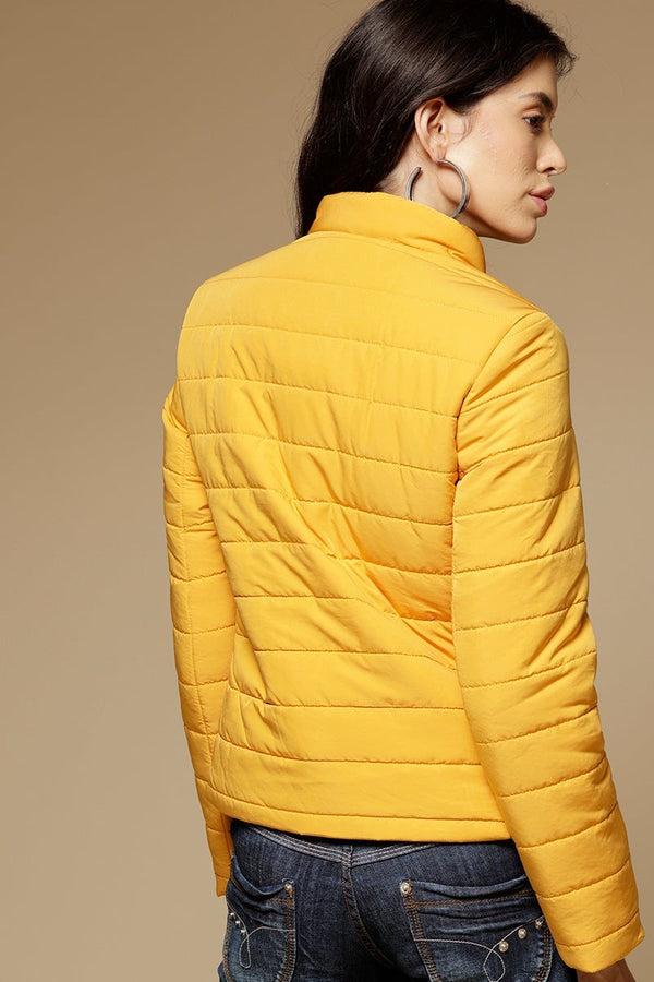 Gipsy Mustard Regular Length Full Sleeves Stand Neck Polyester Jacket Mustard