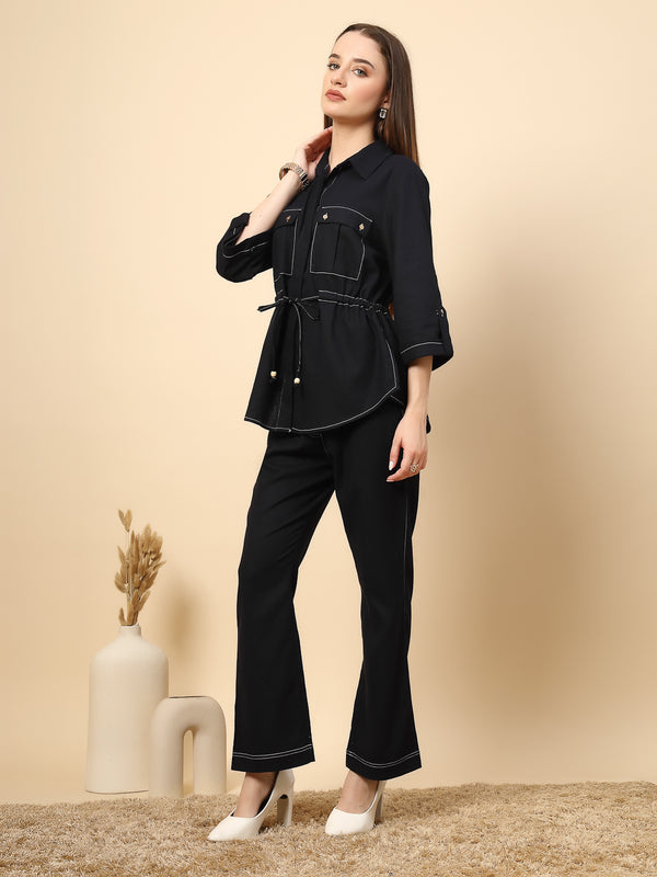 Gipsy Navy Blue Coton Denim Co-Ord Set Contrast Threads