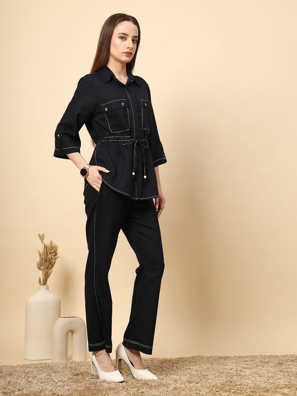 Gipsy Navy Blue Coton Denim Co-Ord Set Contrast Threads