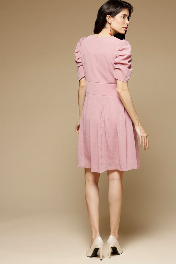 Gipsy Onion Pink Above Knee Length KeyHole Neck Polyester Chiffon Dress Onion Pink