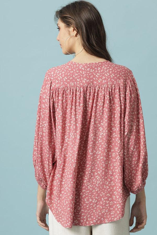 Gipsy Peach Medium Length Round Neck Cotton Tunic Peach