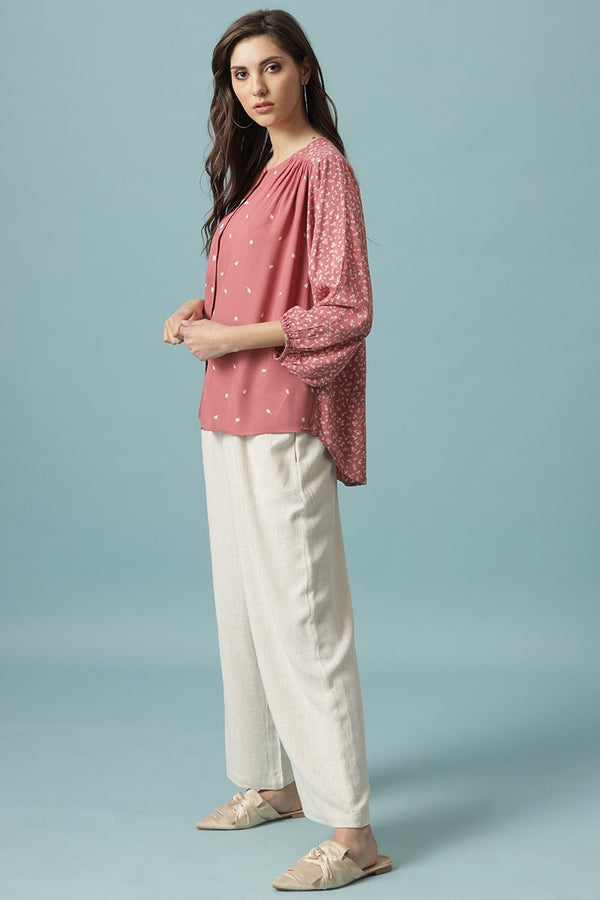 Gipsy Peach Medium Length Round Neck Cotton Tunic Peach