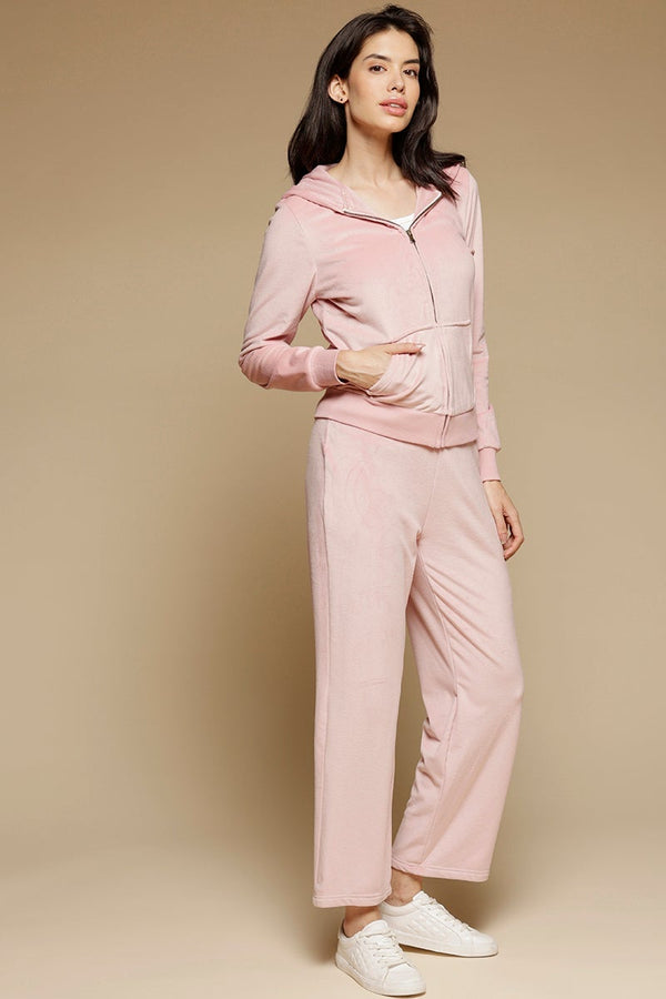 Gipsy Pink Regular Length Long Sleeves PolyCotton Hoodies SweatShirt Pink