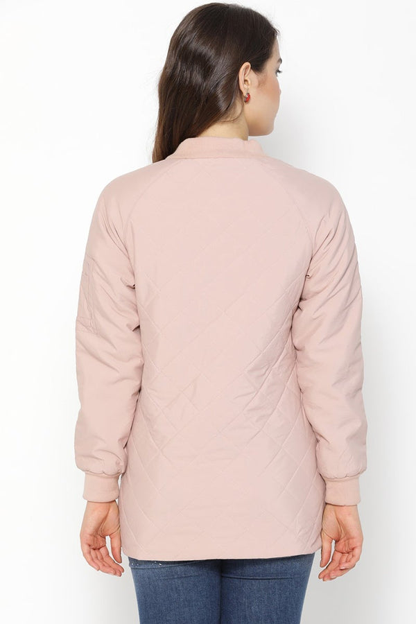 Gipsy Pink Regular Length Solid Polyester Jacket Pink